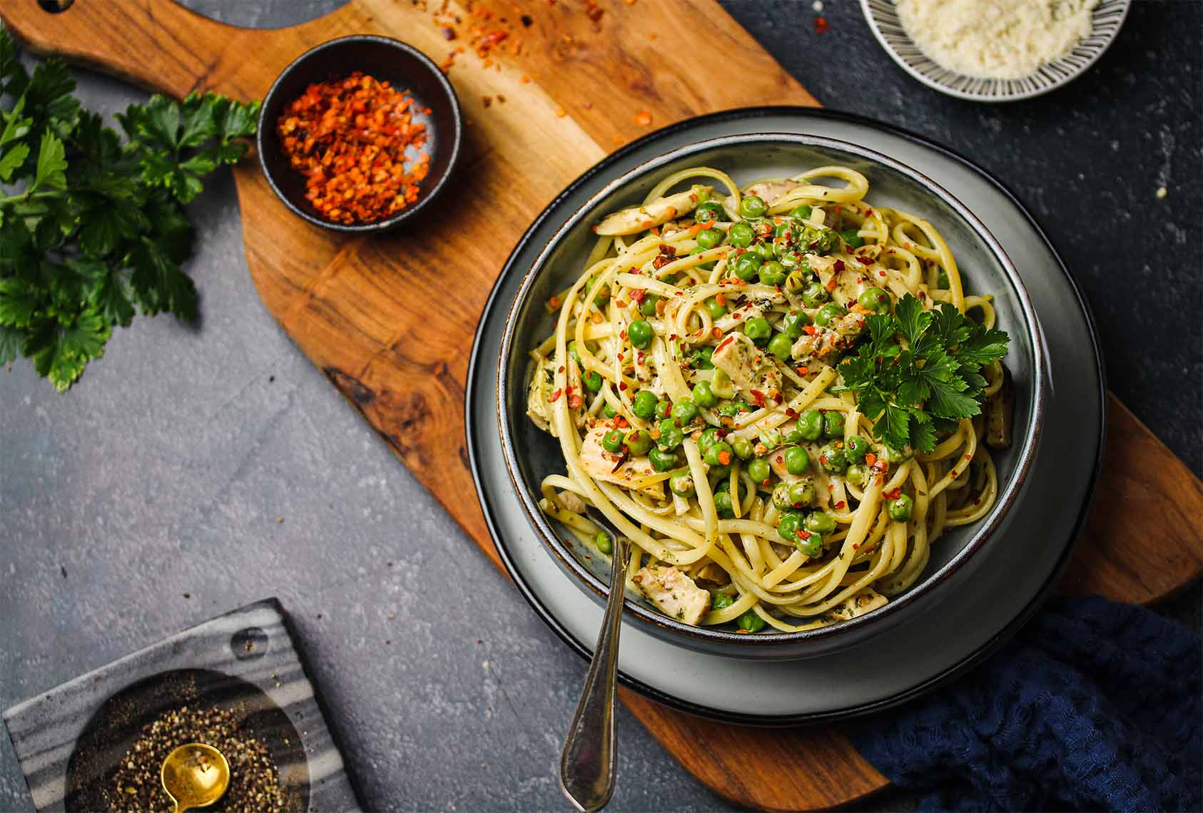 Creamy Chicken And Pea Pasta