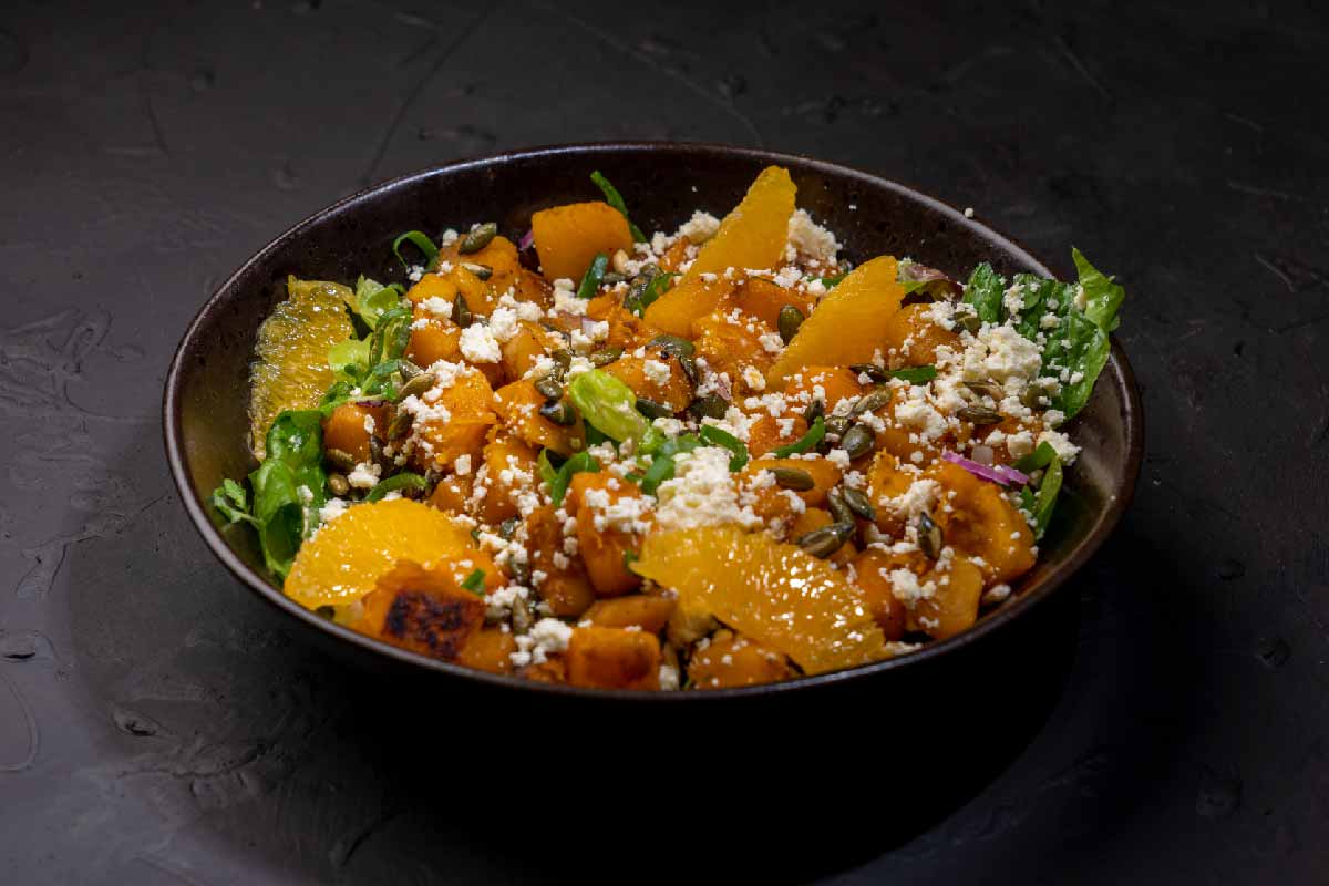Roasted Butternut and Feta Salad with Honey-Lemon Dressing