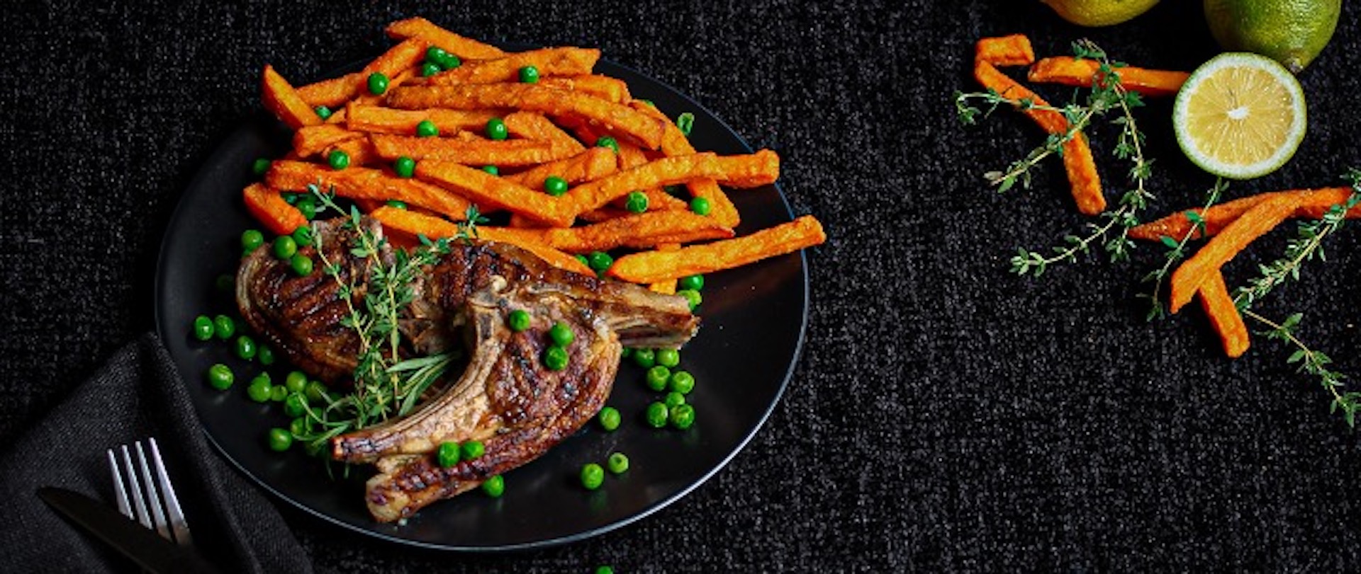 Greek Lamb Chops & Sweet Potato Fries