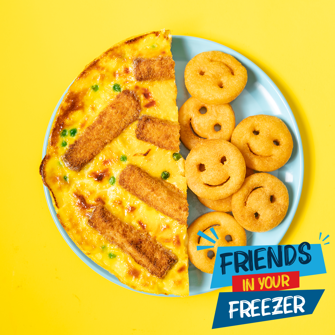 Fish Finger Frittata With Smiles & Peas