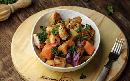 Spiced Fish & Roast Veg Salad