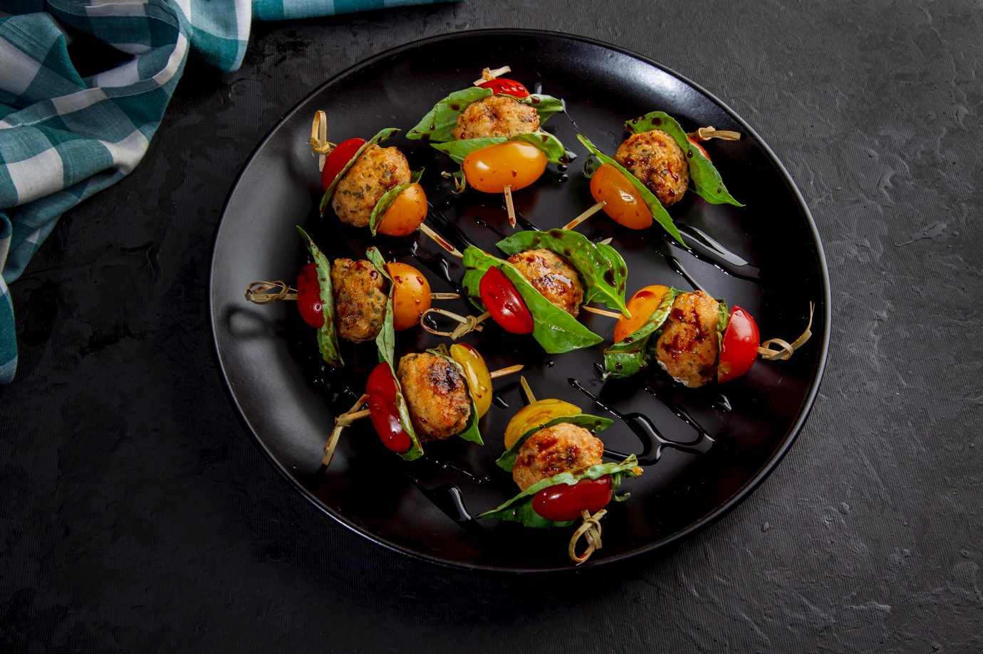 Caprese Salad On Skewers With Balsamic Glaze