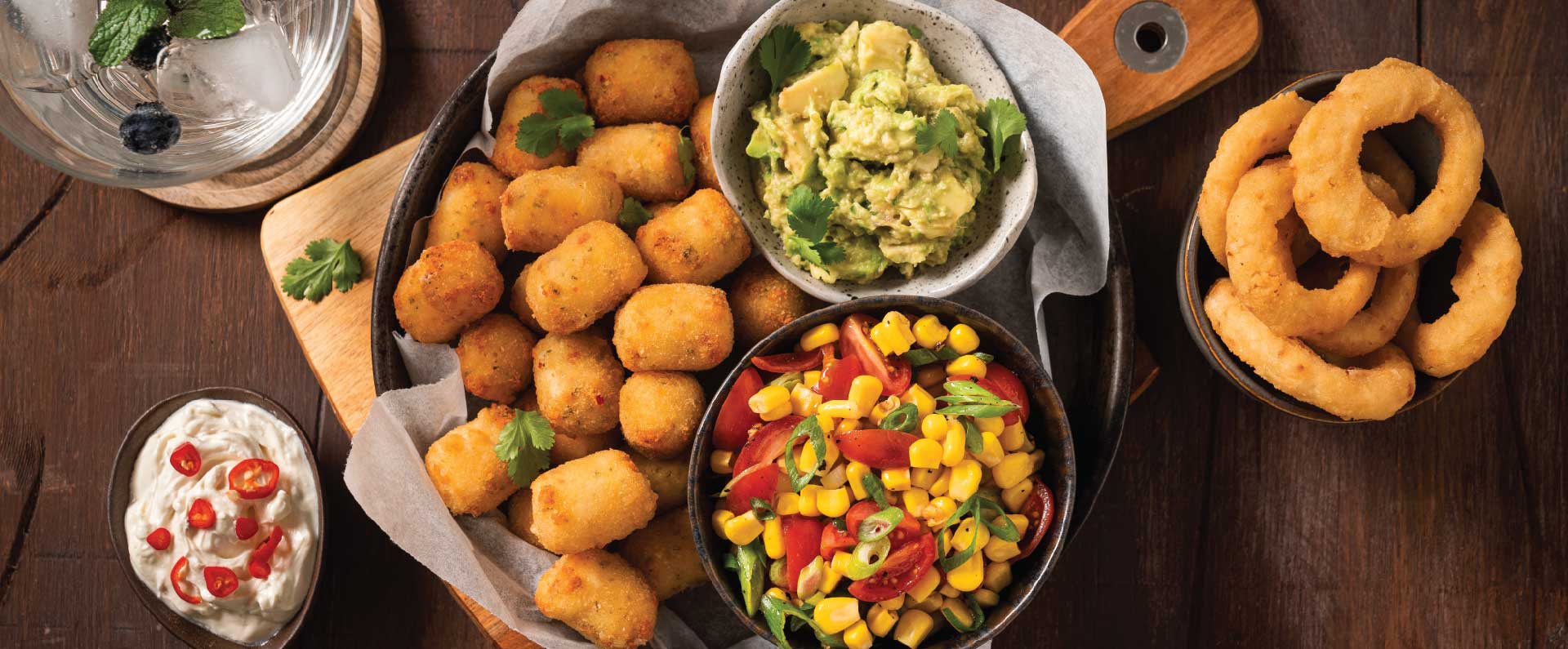 McCain Cheese Shotz Summer “Nachos” With Rosa Tomato And Spring Onion Salad