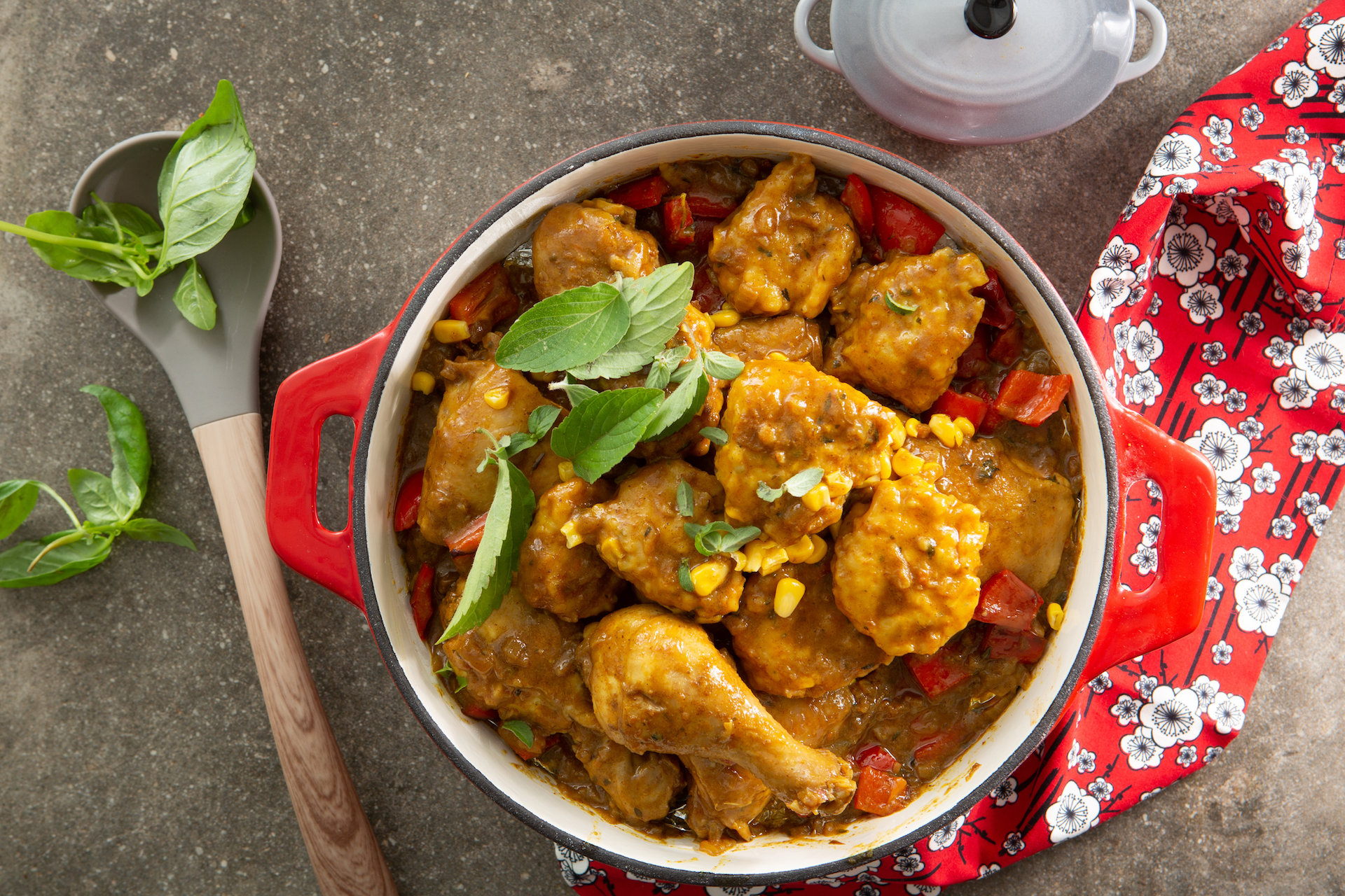 Chicken Stew & Sweet Corn Dumplings