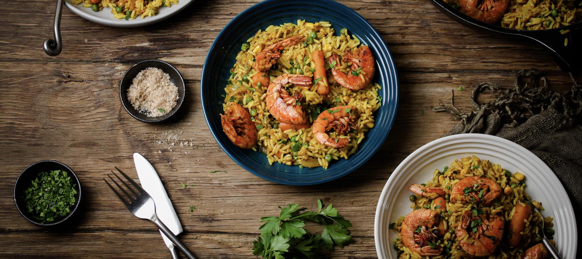 Prawns With Peas, Carrots And Corn