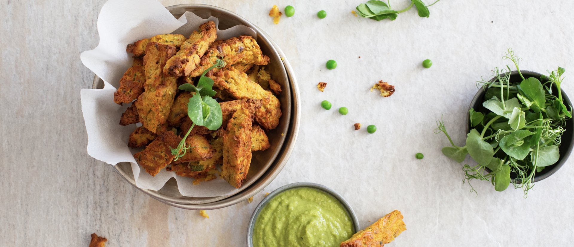 Pea Pesto & Chickpea Fries