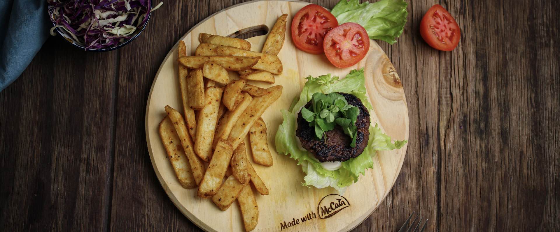 Bunless Burger & Oven Chips
