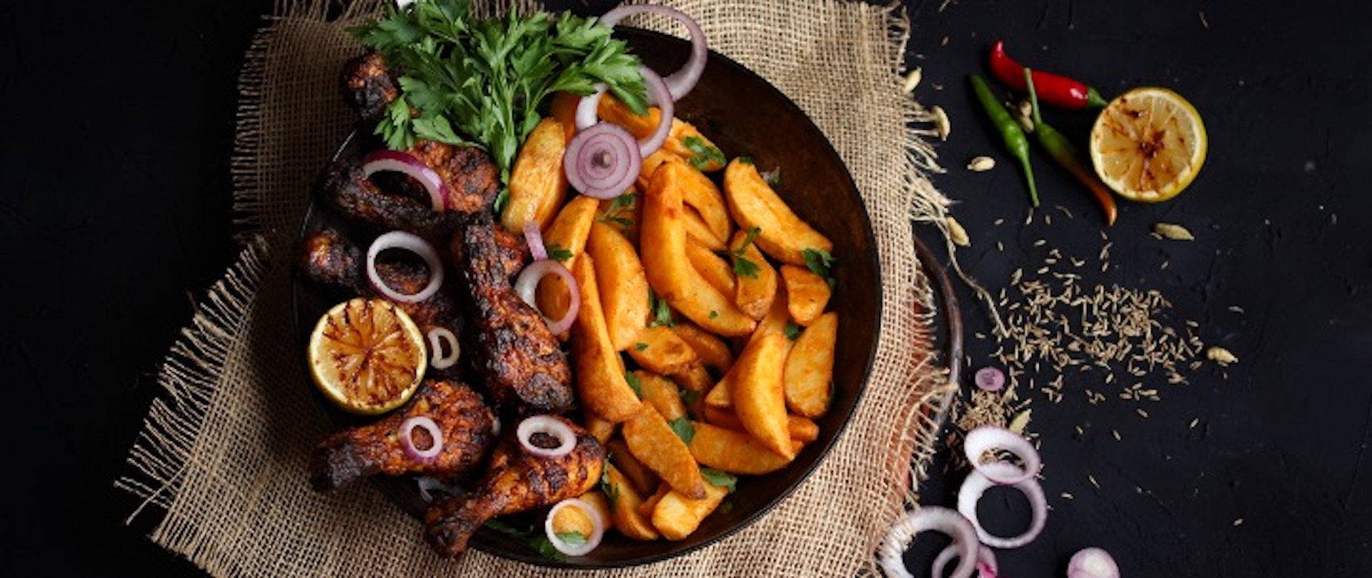 Chicken Tikka & Spicy Wedges