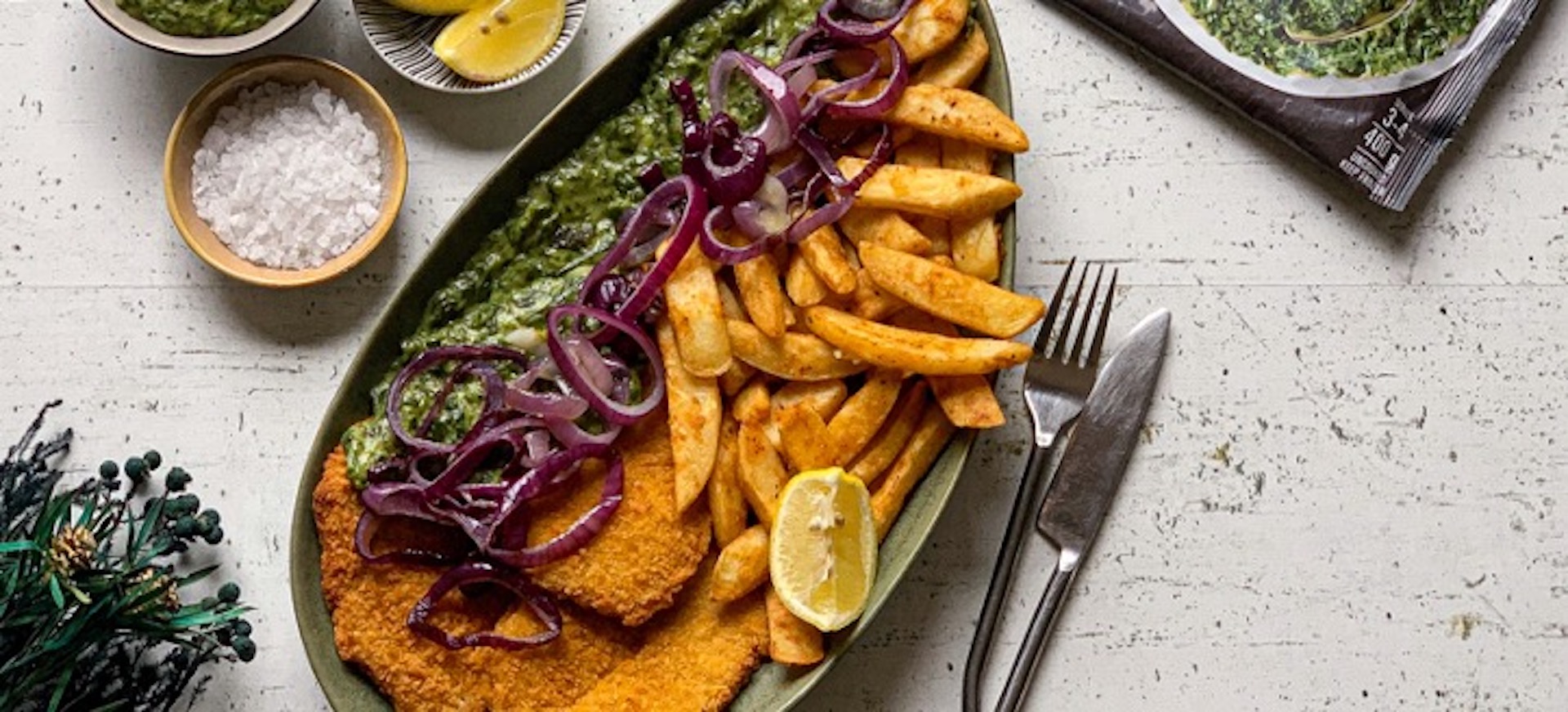 Chicken Schnitzel & Creamed Spinach